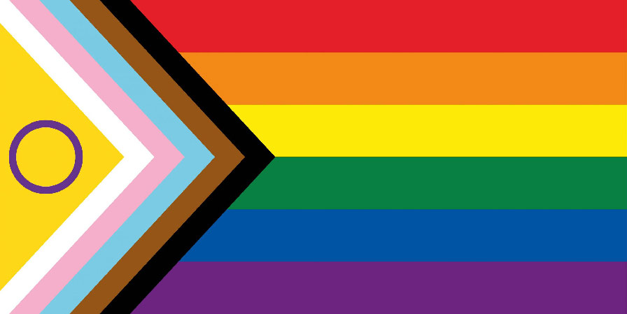 progress pride flag with rainbow colors